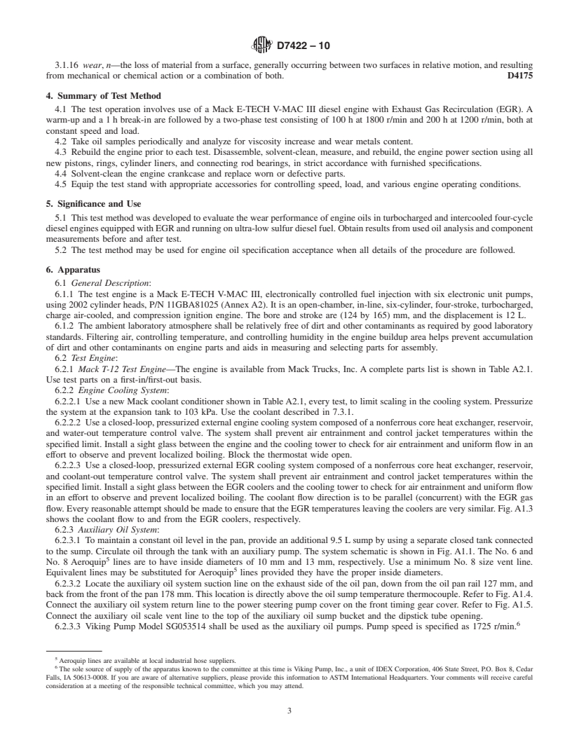 REDLINE ASTM D7422-10 - Standard Test Method for Evaluation of Diesel Engine Oils in T-12 Exhaust Gas Recirculation Diesel Engine