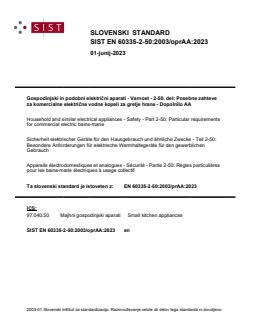 SIST EN 60335-2-50:2003/oprAA:2023 - Page 1 preview