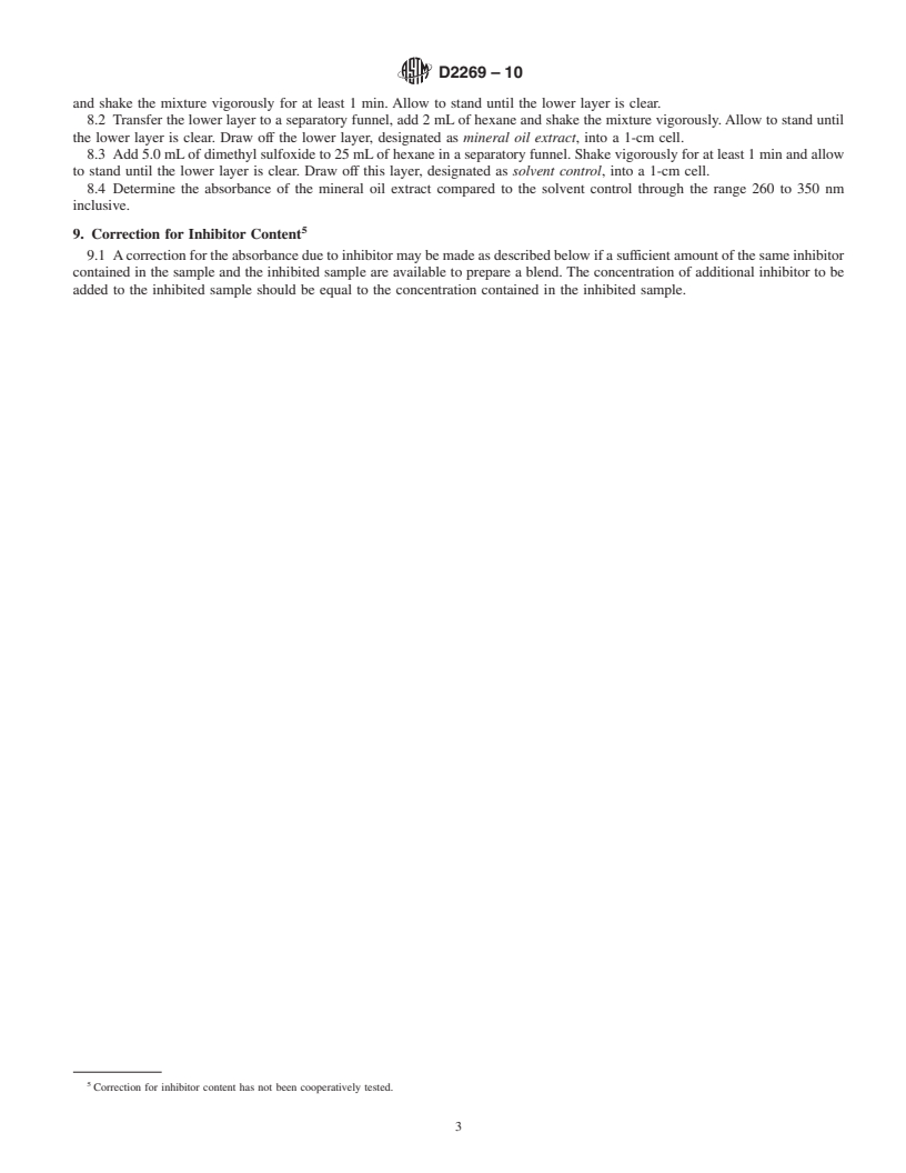 REDLINE ASTM D2269-10 - Standard Test Method for Evaluation of White Mineral Oils by Ultraviolet Absorption