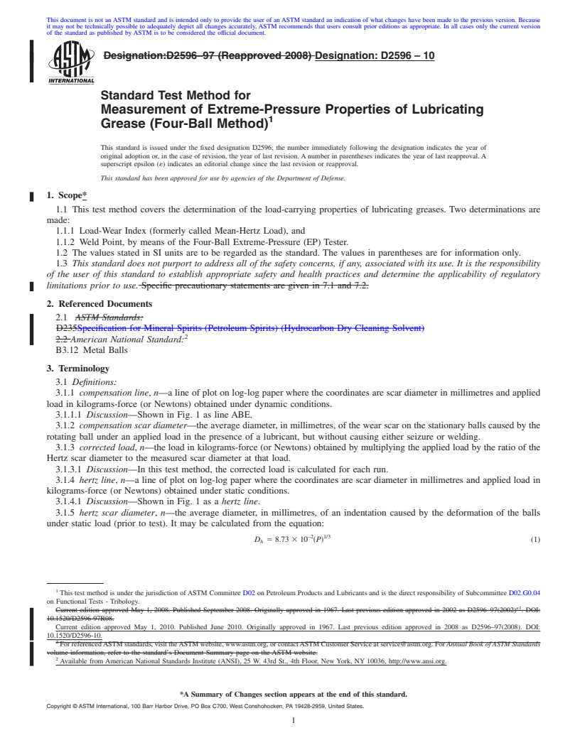 REDLINE ASTM D2596-10 - Standard Test Method for Measurement of Extreme-Pressure Properties of Lubricating Grease (Four-Ball Method)