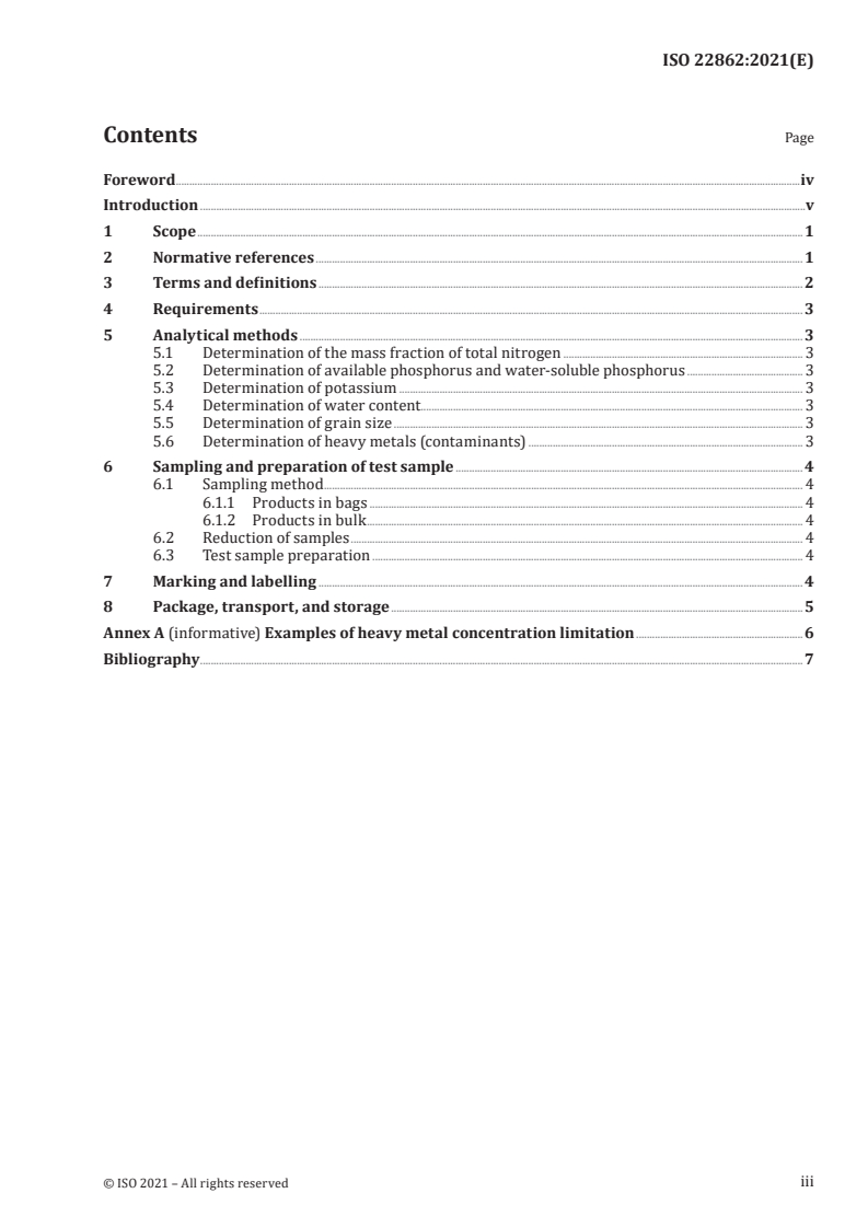 ISO 22862:2021 ISO 22862:2021 - Fertilizers and soil conditioners — Compound fertilizer — General requirements
Released:11/8/2021 - Page 3 preview
