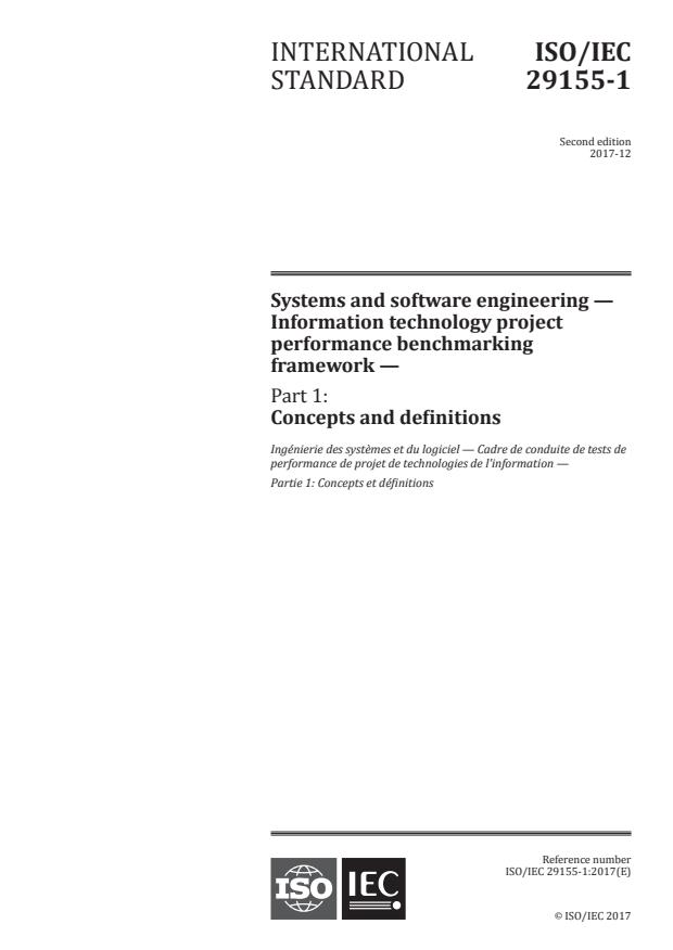 ISO/IEC 29155-1:2017 - Systems and software engineering -- Information technology project performance benchmarking framework
