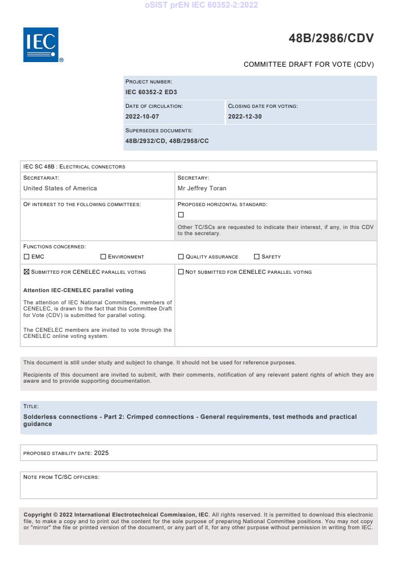prEN IEC 60352-2:2022 - BARVE