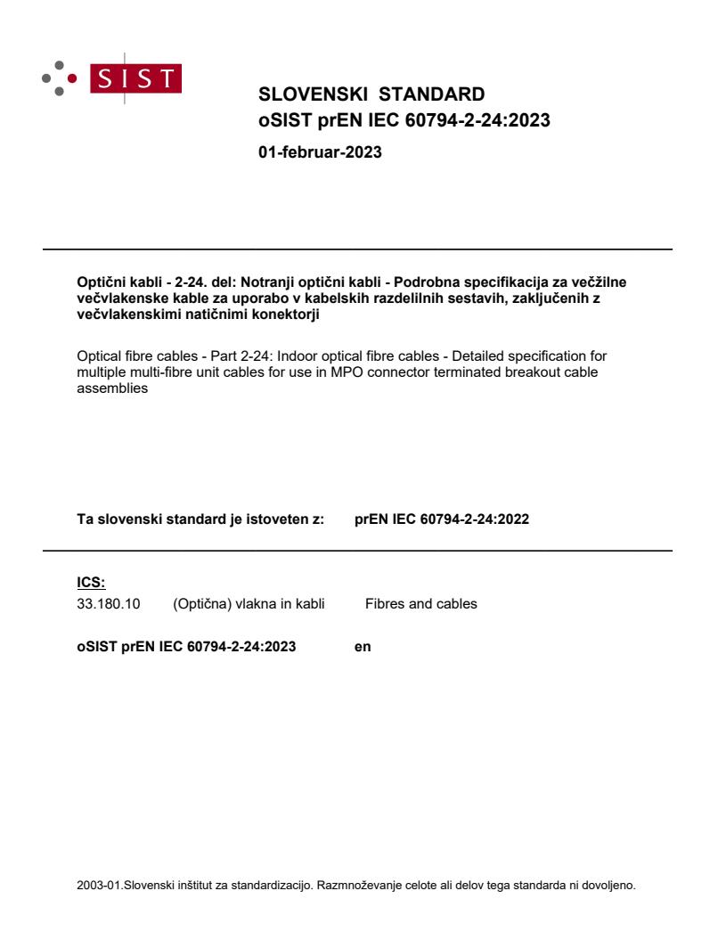 prEN IEC 60794-2-24:2023 - BARVE