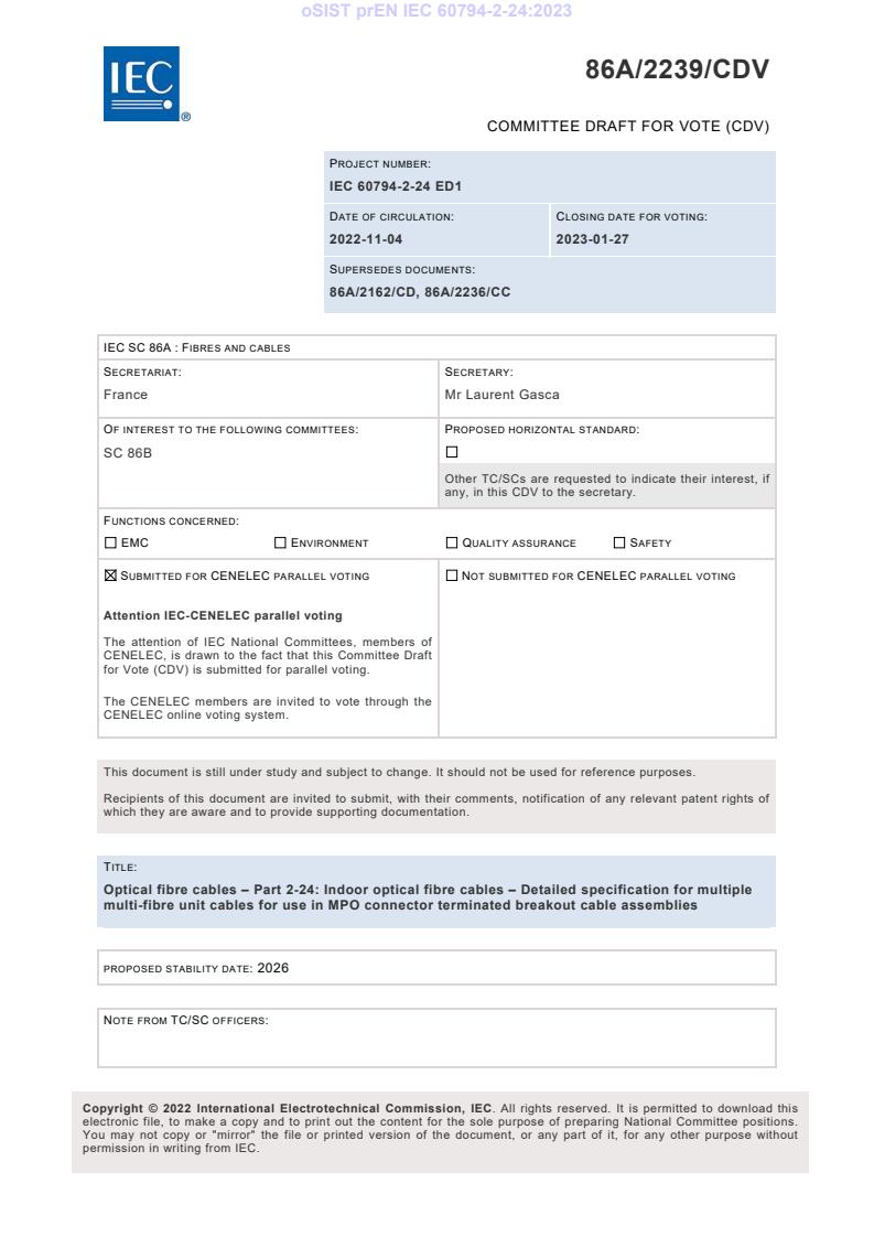 prEN IEC 60794-2-24:2023 - BARVE
