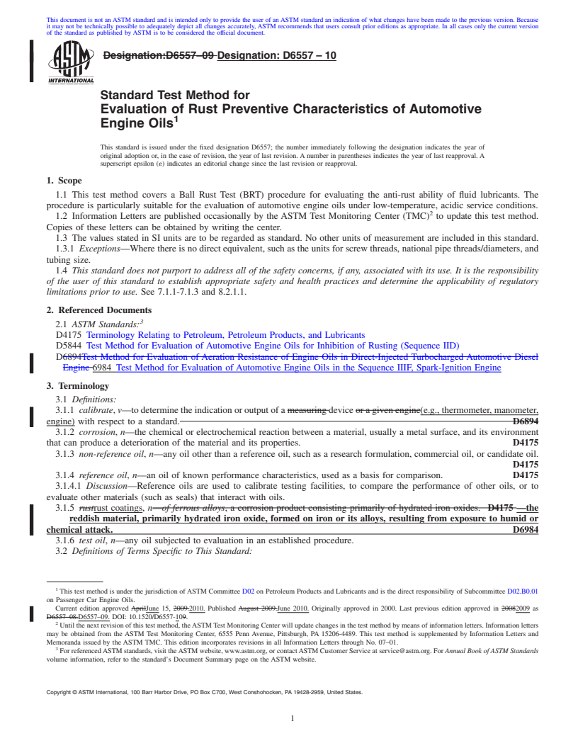 REDLINE ASTM D6557-10 - Standard Test Method for Evaluation of Rust Preventive Characteristics of Automotive Engine Oils