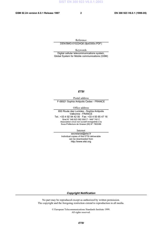 SIST EN 300 923 V6.0.1:2003 SIST EN 300 923 V6.0.1:2003 - Page 4 preview