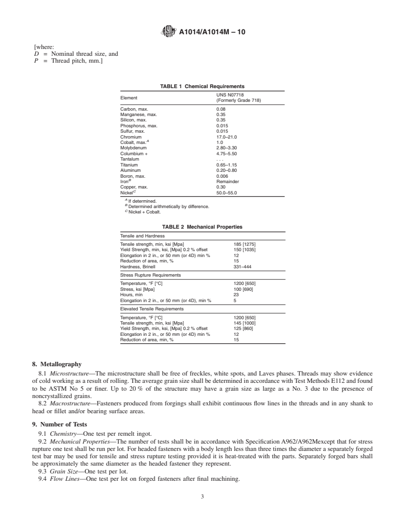 REDLINE ASTM A1014/A1014M-10 - Standard Specification for Precipitation-Hardening Bolting (UNS N07718) for High Temperature Service