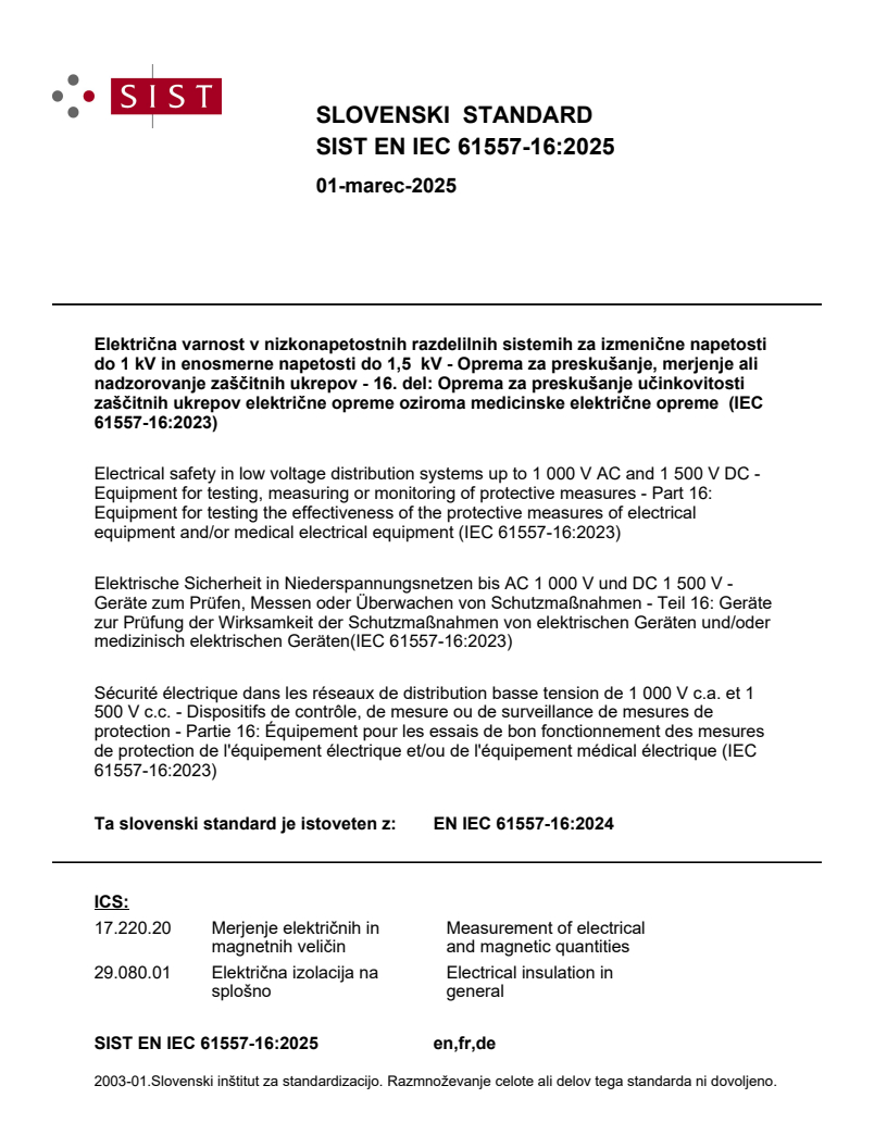 EN IEC 61557-16:2025