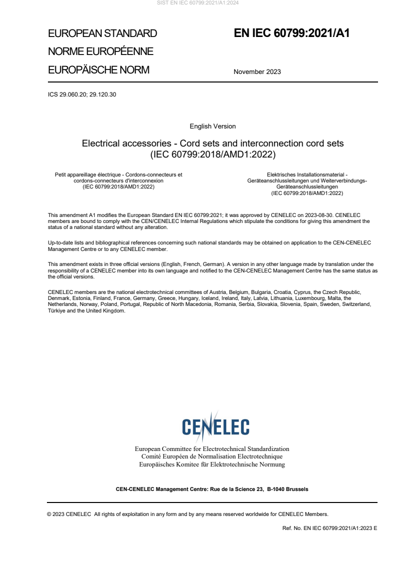 EN IEC 60799:2021/A1:2024