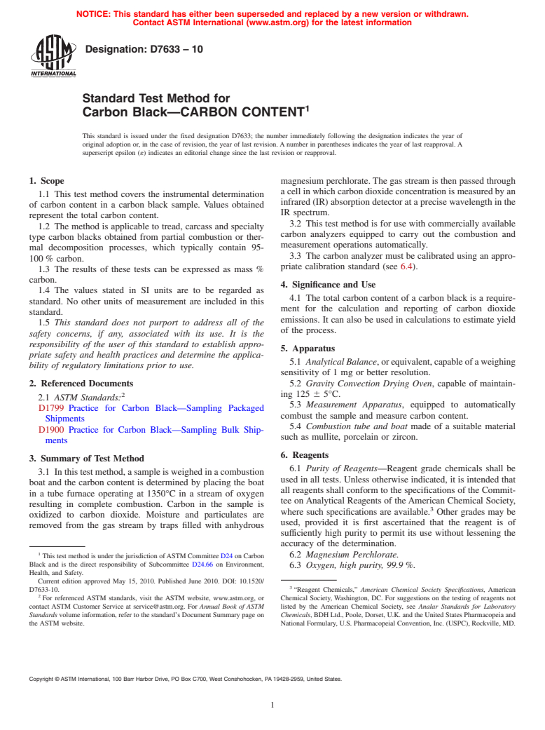 ASTM D7633-10 - Standard Test Method for Carbon Black<char: emdash>CARBON CONTENT