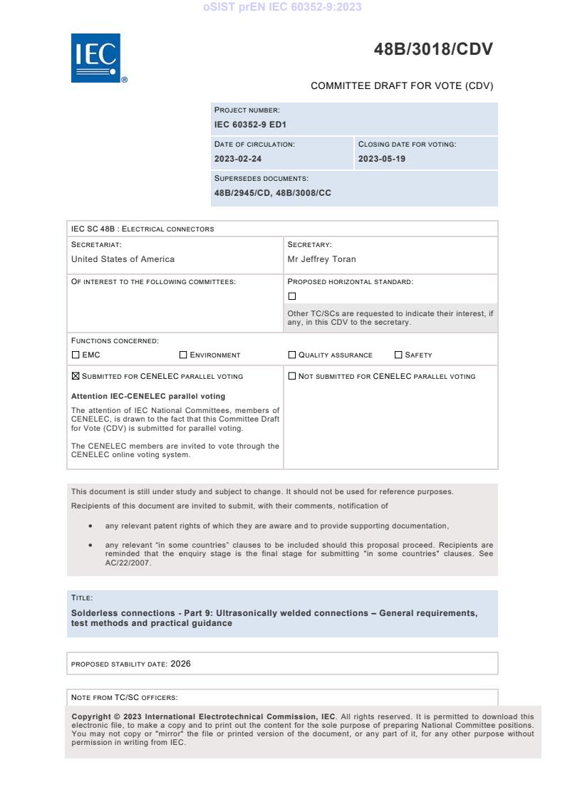 prEN IEC 60352-9:2023 - BARVE