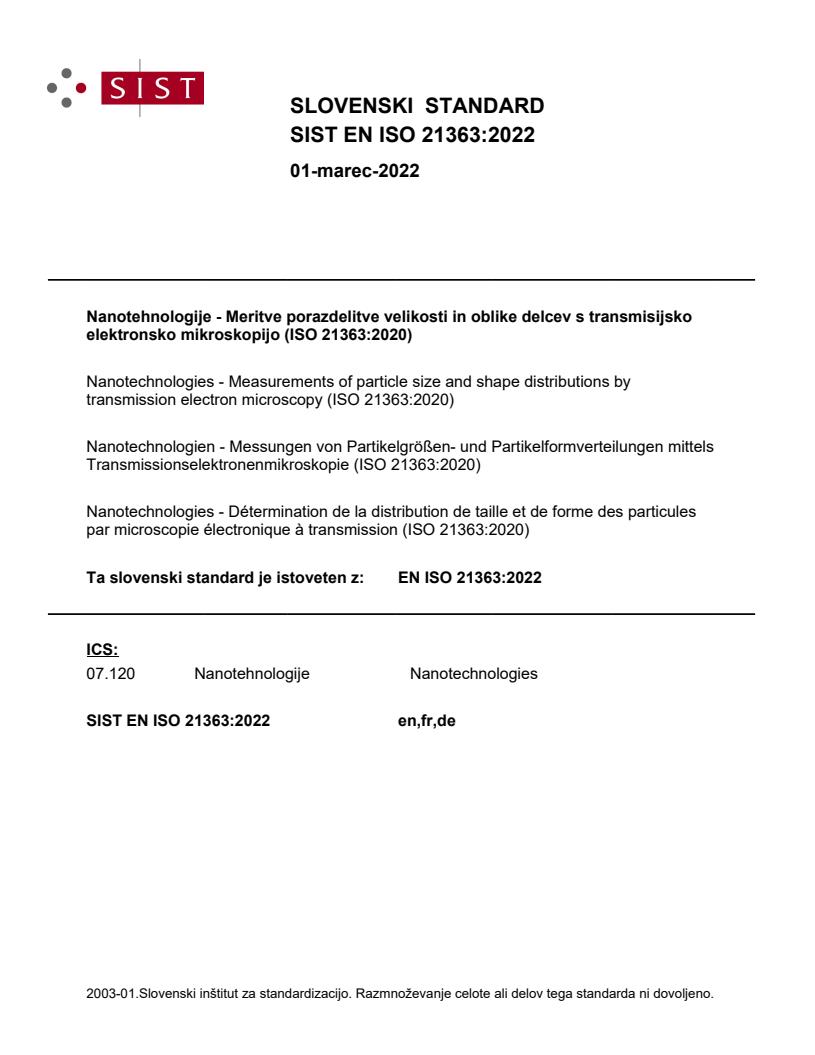 EN ISO 21363:2022 - BARVE