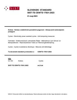 SIST-TS CEN/TS 17831:2023 - Page 1 preview