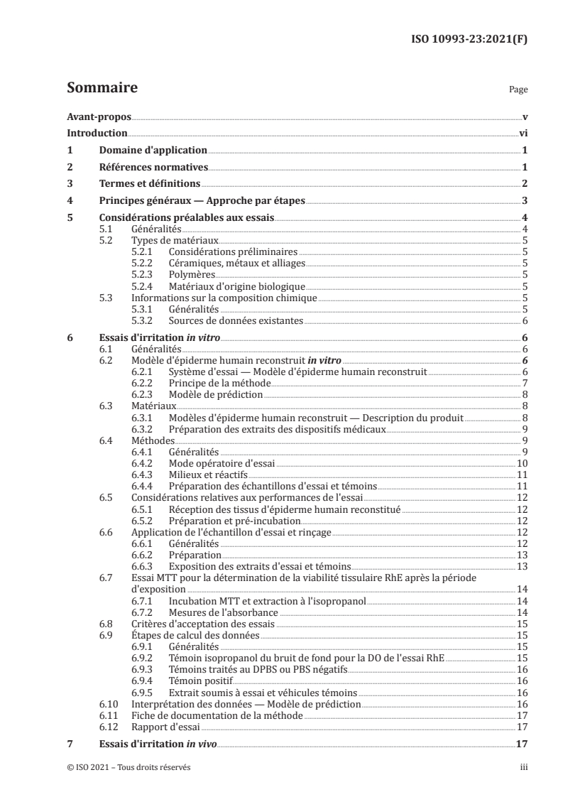 ISO 10993-23:2021 - Évaluation biologique des dispositifs médicaux — Partie 23: Essais d'irritation
Released:2/16/2021