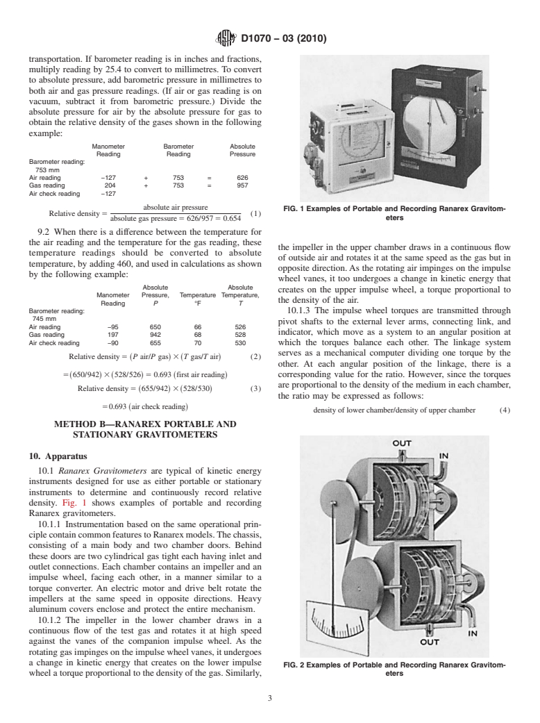 ASTM D1070-03(2010) - Standard Test Methods for Relative Density of Gaseous Fuels