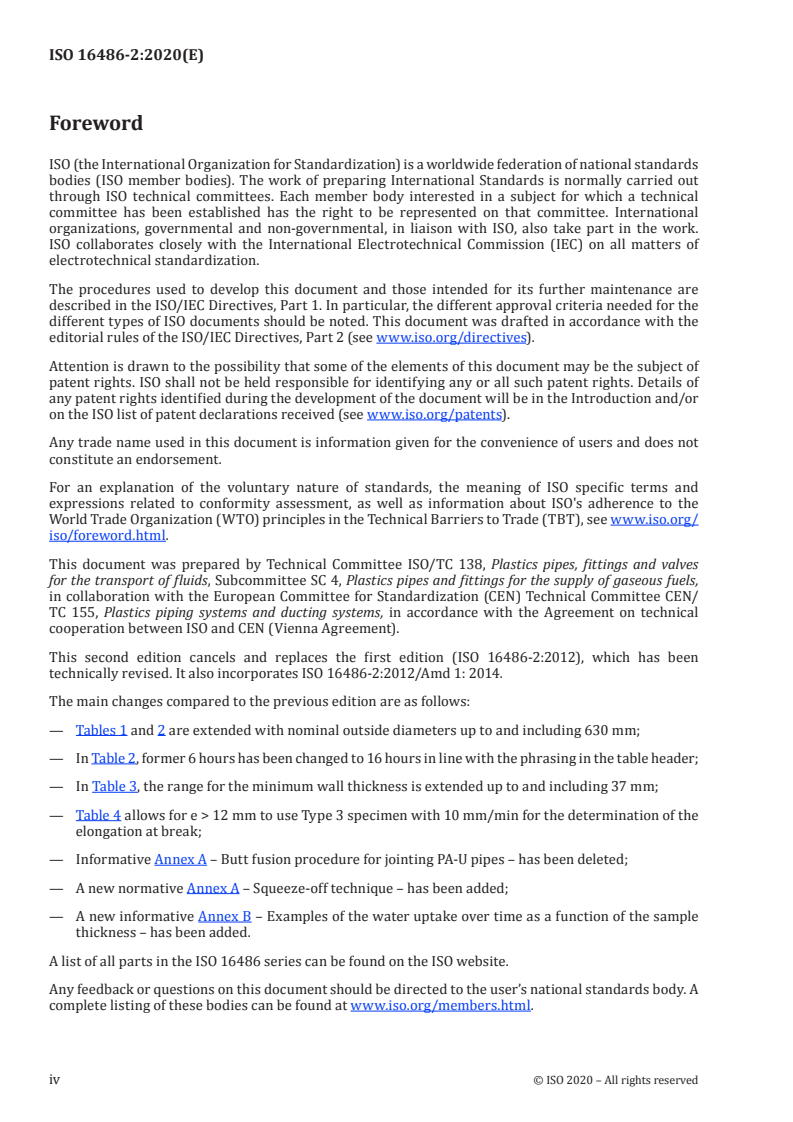 ISO 16486-2:2020 ISO 16486-2:2020 - Plastics piping systems for the supply of gaseous fuels — Unplasticized polyamide (PA-U) piping systems with fusion jointing and mechanical jointing — Part 2: Pipes
Released:9/29/2020 - Page 4 preview