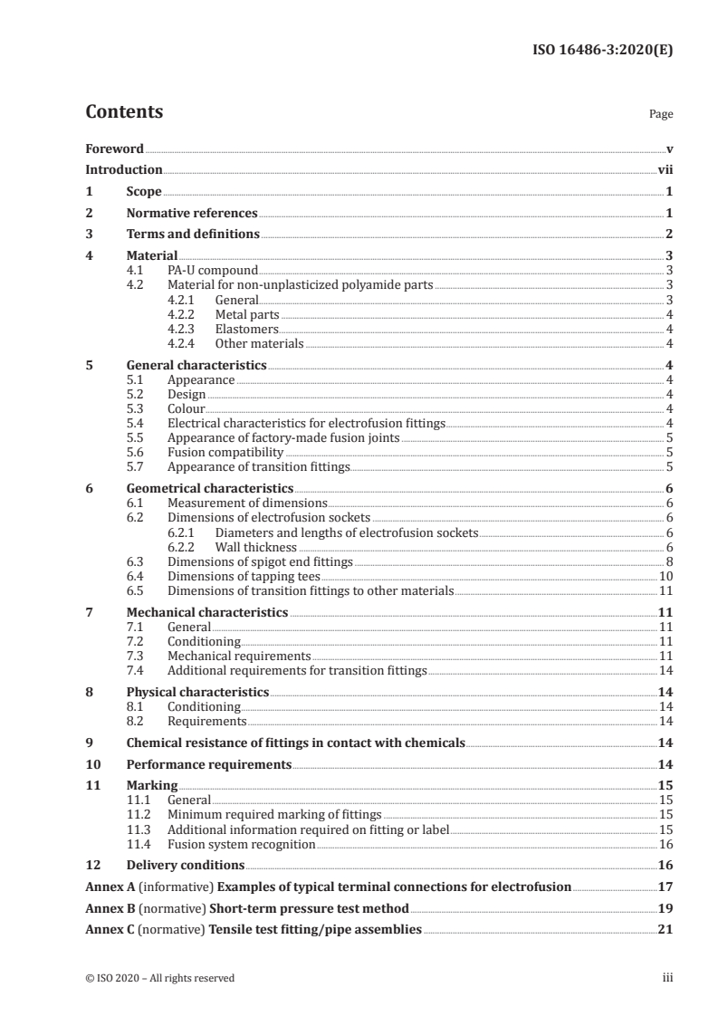 ISO 16486-3:2020 - Plastics piping systems for the supply of gaseous fuels — Unplasticized polyamide (PA-U) piping systems with fusion jointing and mechanical jointing — Part 3: Fittings
Released:9/17/2020