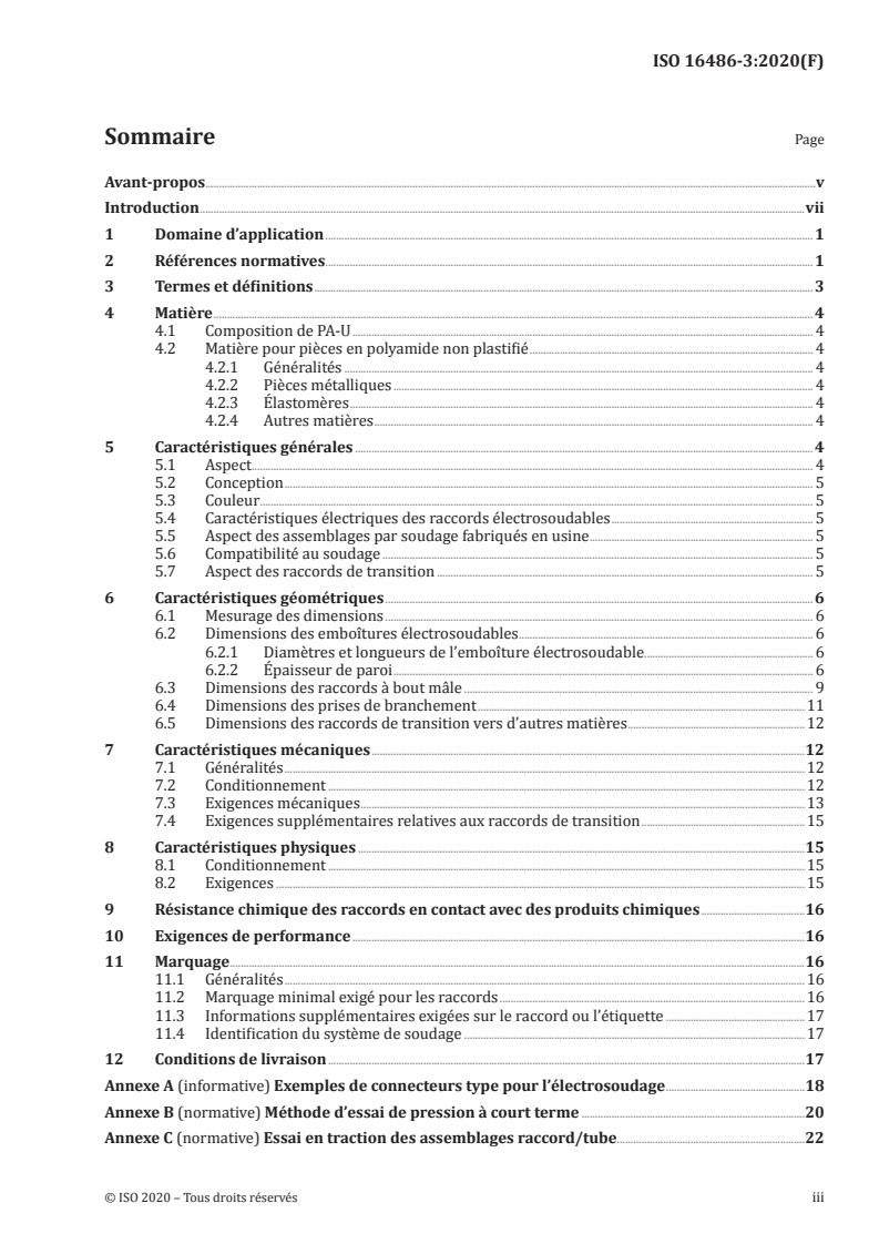 ISO 16486-3:2020 - Systèmes de canalisations en matières plastiques pour la distribution de combustibles gazeux — Systèmes de canalisations en polyamide non plastifié (PA-U) avec assemblages par soudage et assemblages mécaniques — Partie 3: Raccords
Released:9/17/2020