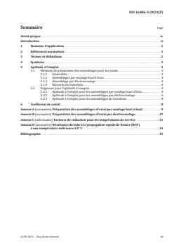 ISO 16486-5:2021 ISO 16486-5:2021 - Systèmes de canalisations en matières plastiques pour la distribution de combustibles gazeux — Systèmes de canalisations en polyamide non plastifié (PA-U) avec assemblages par soudage et assemblages mécaniques — Partie 5: Aptitude à l'emploi du système
Released:5/11/2021 - Page 3 preview
