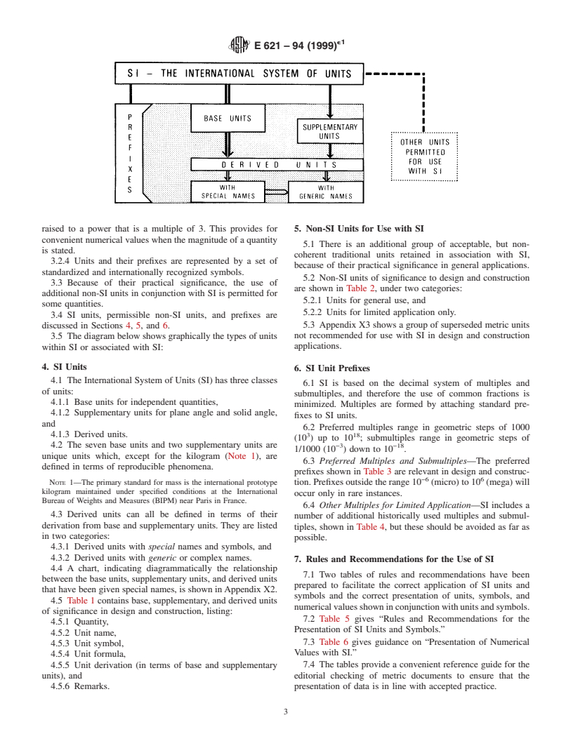 ASTM E621-94(1999)e1 - Standard Practice for the Use of Metric (SI) Units in Building Design and Construction (Committee E-6 Supplement to E380) (Withdrawn 2008)