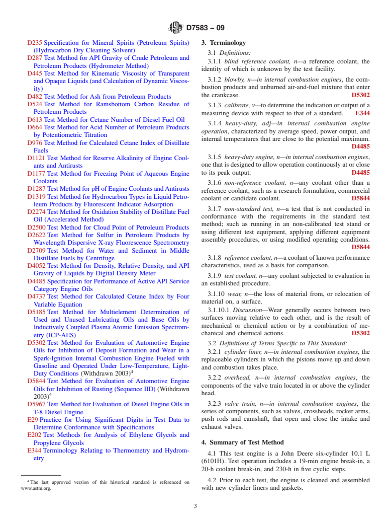 ASTM D7583-09 - Standard Test Method for John Deere Coolant Cavitation Test