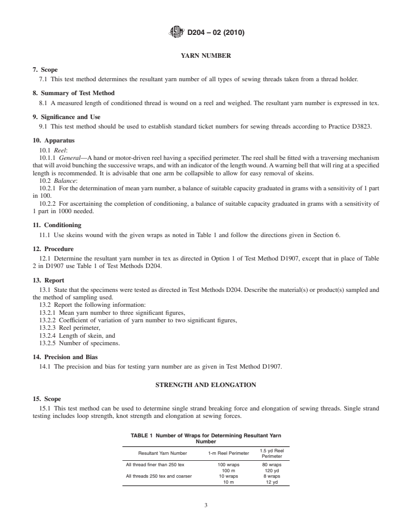 REDLINE ASTM D204-02(2010) - Standard Test Methods for Sewing Threads