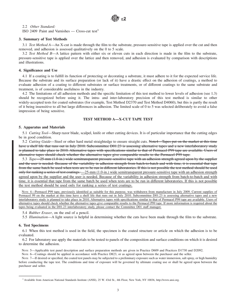 ASTM D3359-09e2 - Standard Test Methods for Measuring Adhesion by Tape Test