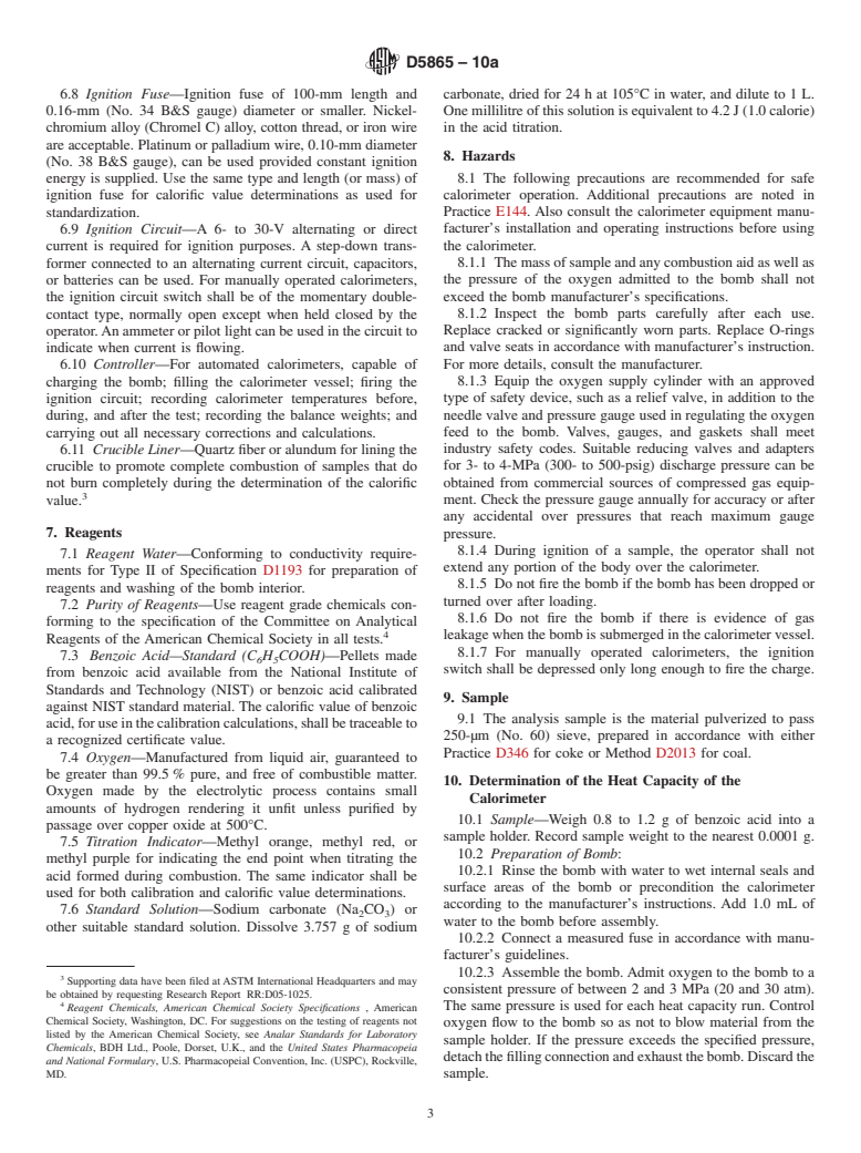 ASTM D5865-10a - Standard Test Method for  Gross Calorific Value of Coal and Coke