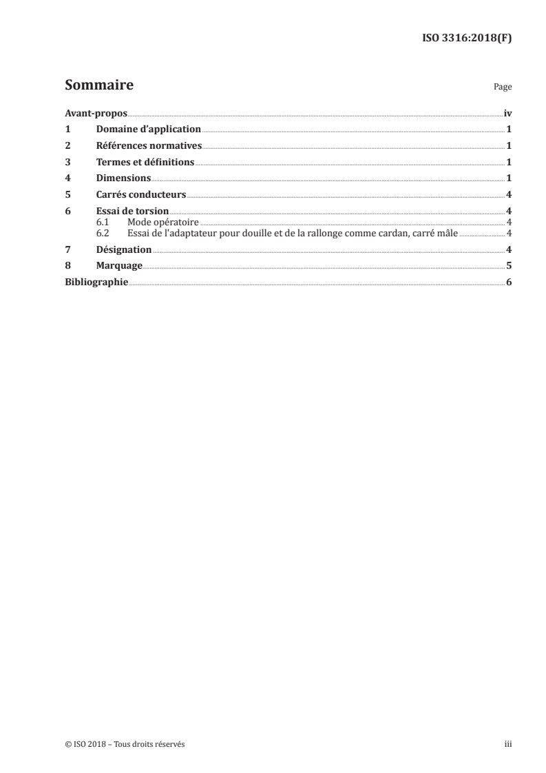 ISO 3316:2018 - Outils de manoeuvre pour vis et écrous — Adaptateurs pour douilles à main à carré conducteur — Dimensions et essais
Released:5/22/2018