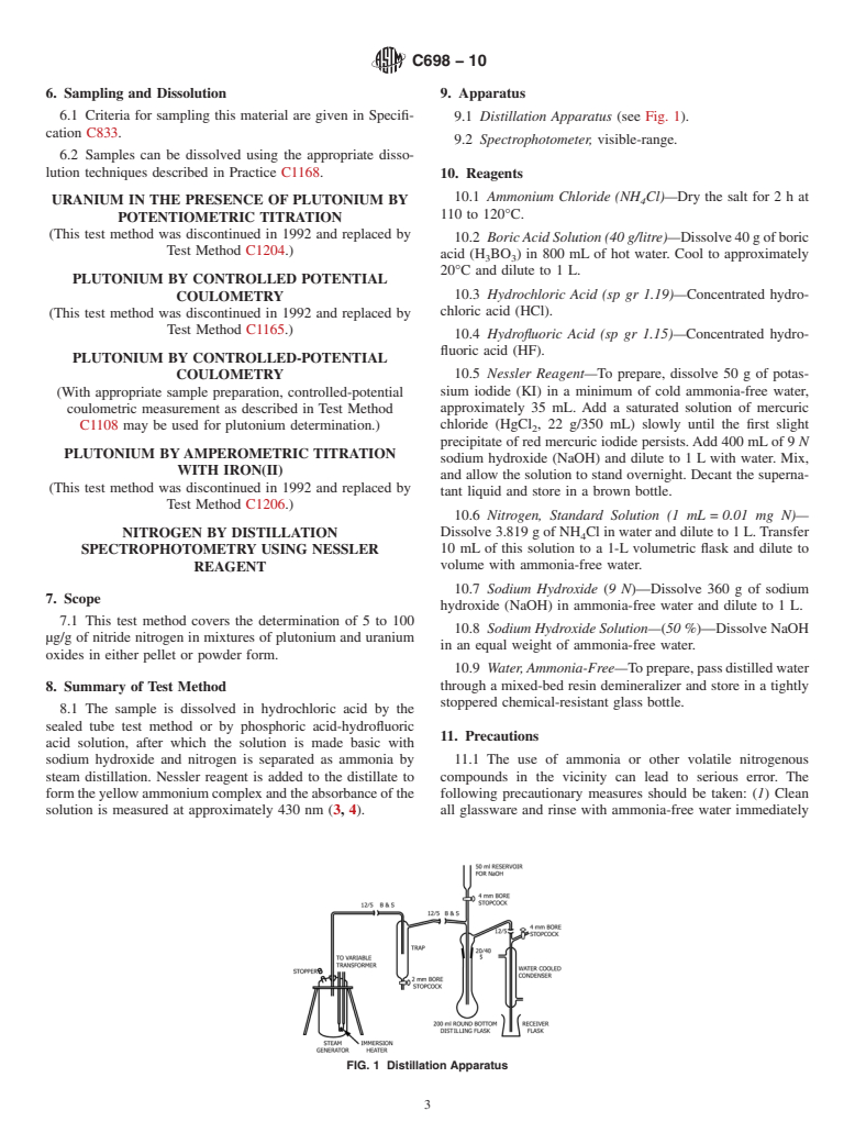 ASTM C698-10 - Standard Test Methods for  Chemical, Mass Spectrometric, and Spectrochemical Analysis of Nuclear-Grade Mixed Oxides ((U, Pu)O<sub>2</sub>)
