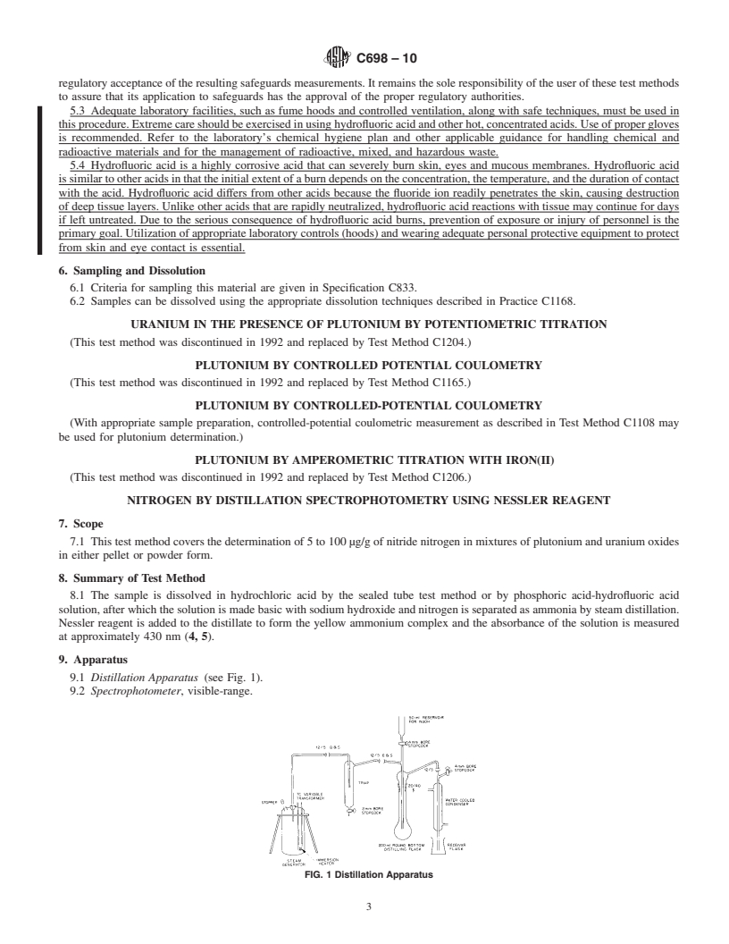 REDLINE ASTM C698-10 - Standard Test Methods for  Chemical, Mass Spectrometric, and Spectrochemical Analysis of Nuclear-Grade Mixed Oxides ((U, Pu)O<sub>2</sub>)