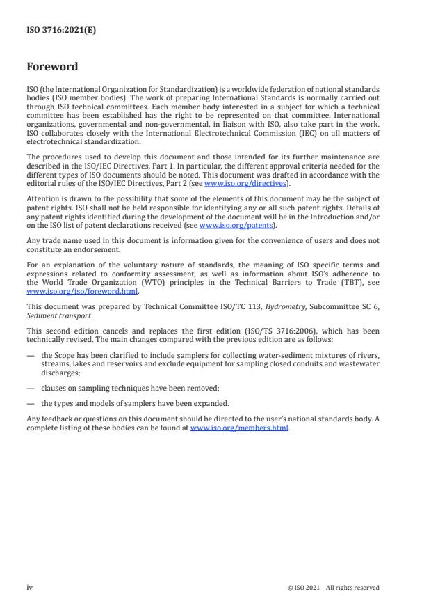 ISO 3716:2021 ISO 3716:2021 - Hydrometry -- Functional requirements and characteristics of suspended-sediment samplers - Page 4 preview
