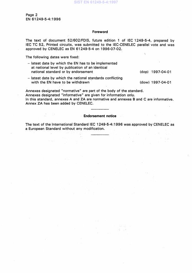 SIST EN 61249-5-4:1997 SIST EN 61249-5-4:1997 - Page 4 preview