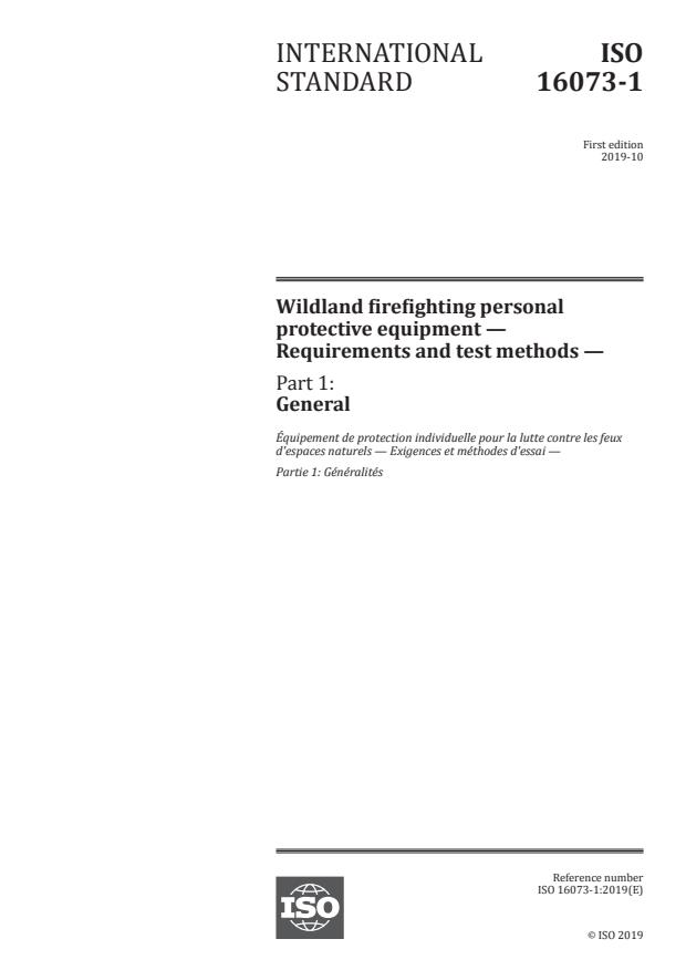 ISO 16073-1:2019 - Wildland firefighting personal protective equipment -- Requirements and test methods