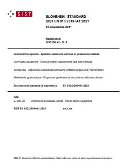 SIST EN 913:2019+A1:2021 SIST EN 913:2019+A1:2021 - Page 1 preview