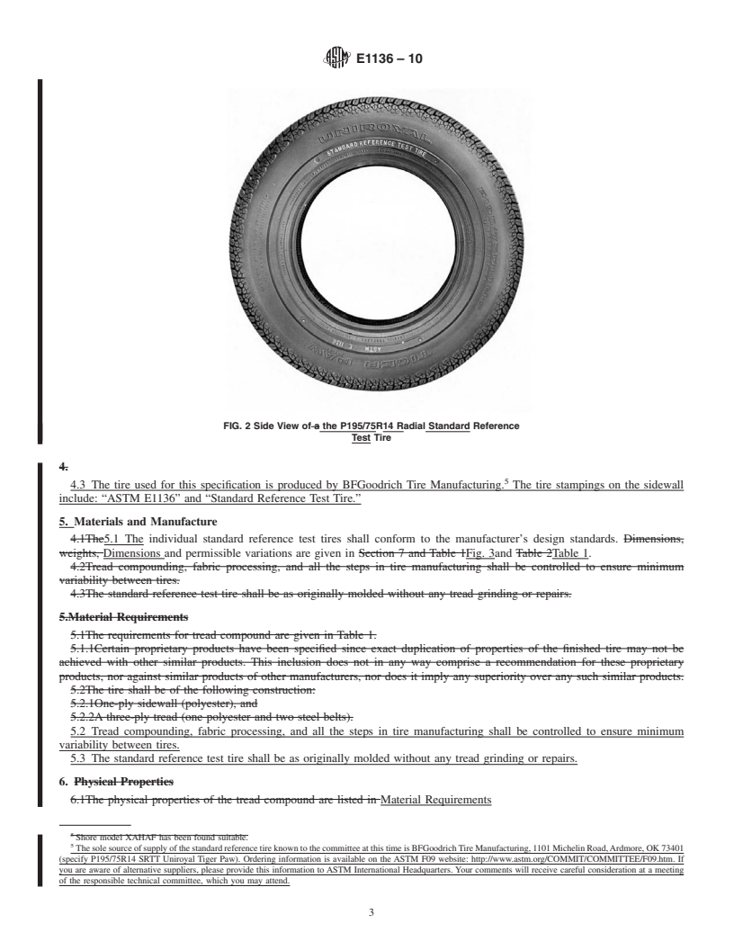 REDLINE ASTM E1136-10 - Standard Specification for P195/75R14 Radial Standard Reference Test Tire