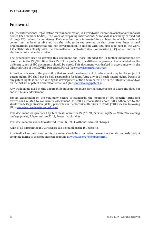 ISO 374-4:2019 ISO 374-4:2019 - Protective gloves against dangerous chemicals and micro-organisms - Page 4 preview