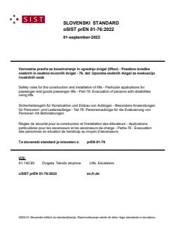 oSIST prEN 81-76:2022 - BARVE - Page 1 preview