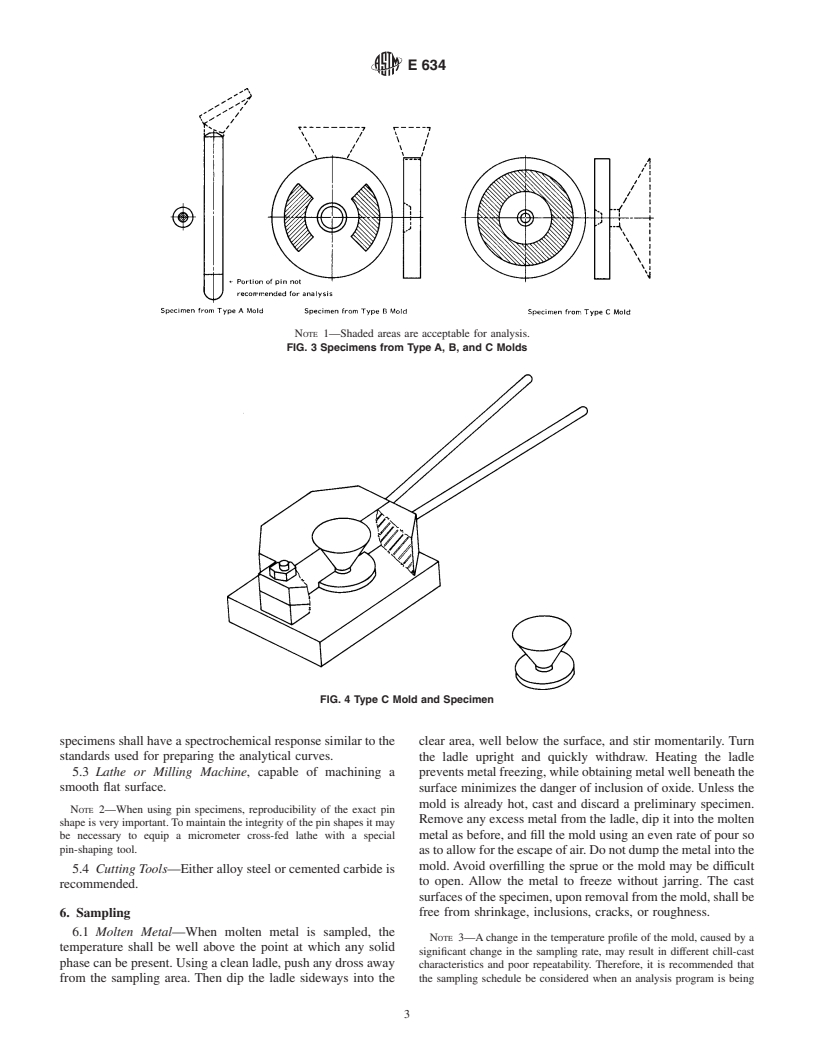 ASTM E634-96(2001) - Standard Practice for Sampling of Zinc and Zinc Alloys for Optical Emission Spectrometric Analysis