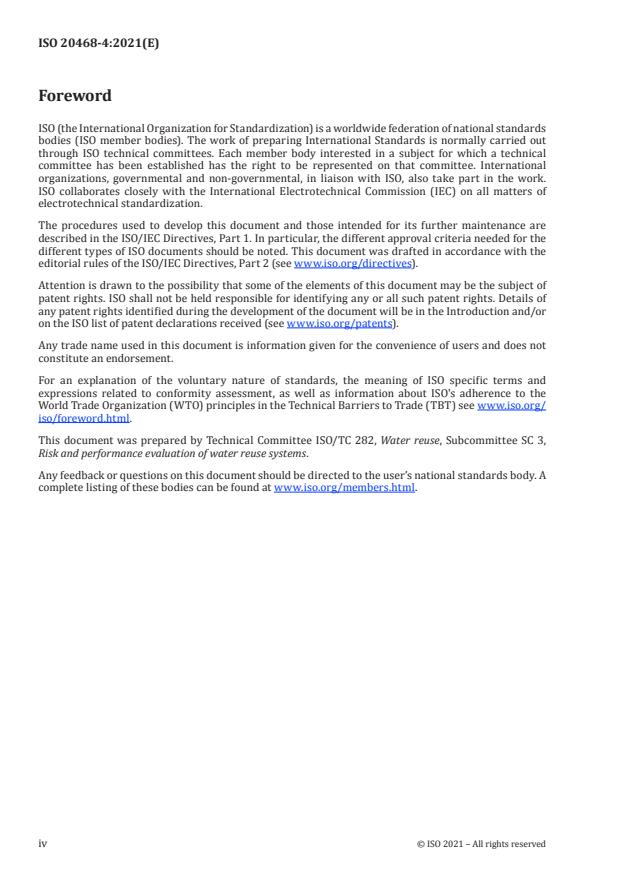 ISO 20468-4:2021 ISO 20468-4:2021 - Guidelines for performance evaluation of treatment technologies for water reuse systems - Page 4 preview