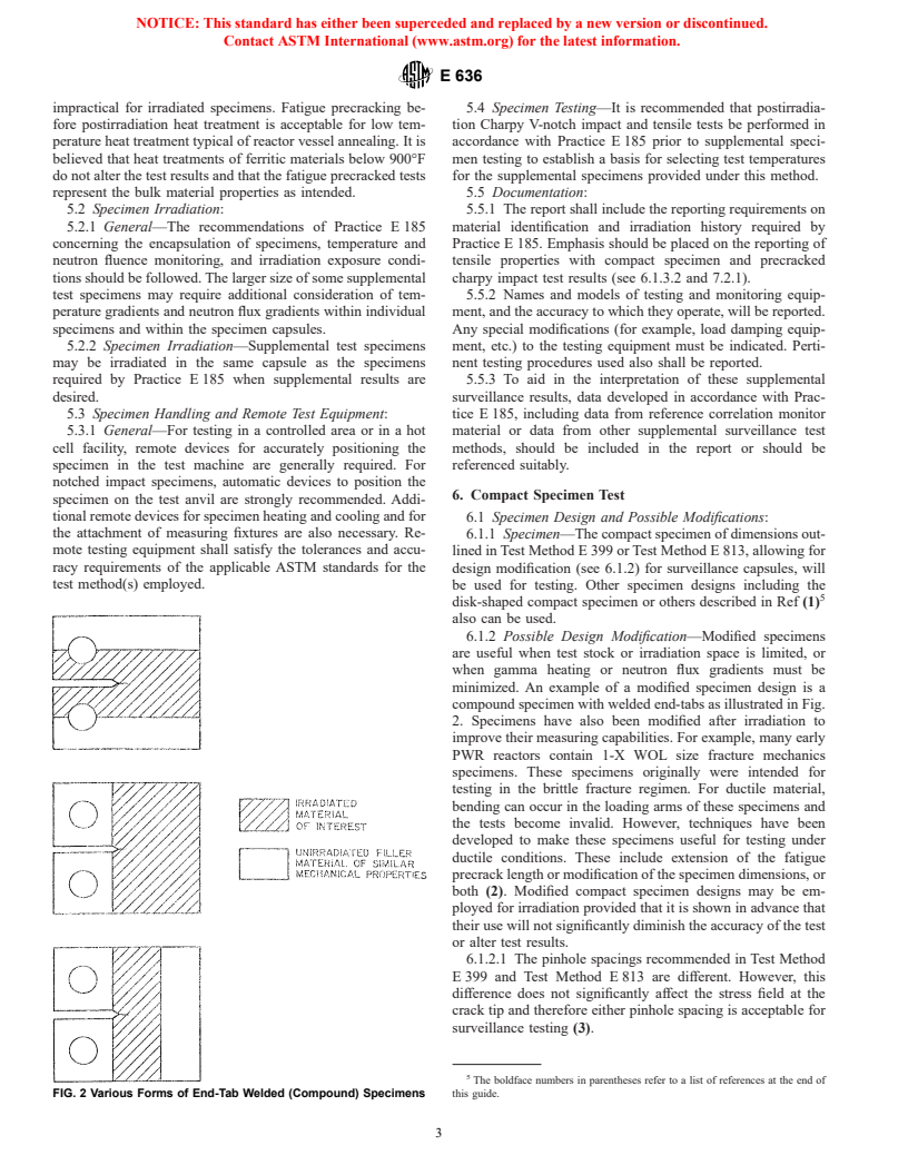 ASTM E636-95(2001) - Standard Guide for Conducting Supplemental Surveillance Tests for Nuclear Power Reactor Vessels, E706 (IH)