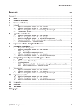 ISO 22970:2019 - Paints and varnishes — Test method for evaluation of adhesion of elastic adhesives on coatings by peel test, peel strength test and tensile lap-shear strength test with additional stress by condensation test or cataplasm storage
Released:4/29/2019 - Page 3 preview
