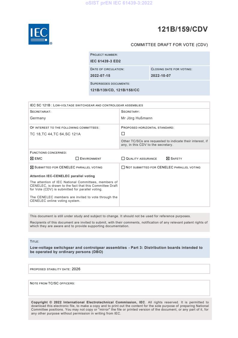 prEN IEC 61439-3:2022 - BARVE