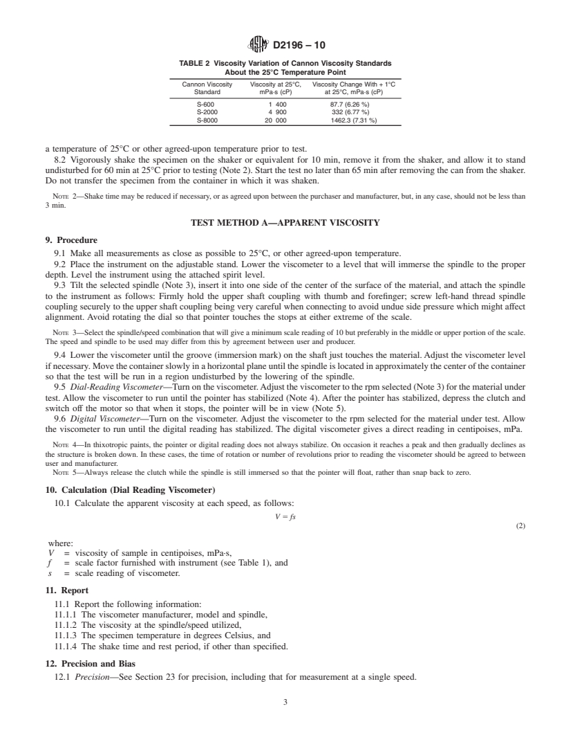 REDLINE ASTM D2196-10 - Standard Test Methods for Rheological Properties of Non-Newtonian Materials by Rotational (Brookfield type) Viscometer