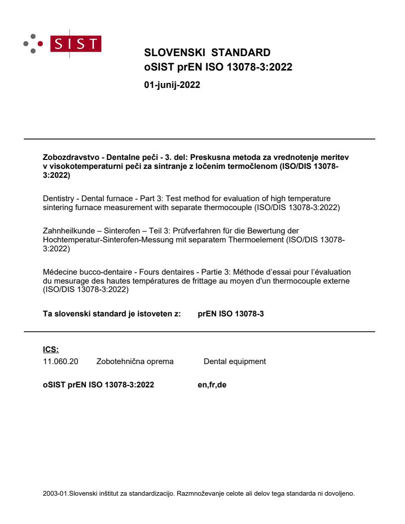 prEN ISO 13078-3:2022 - BARVE