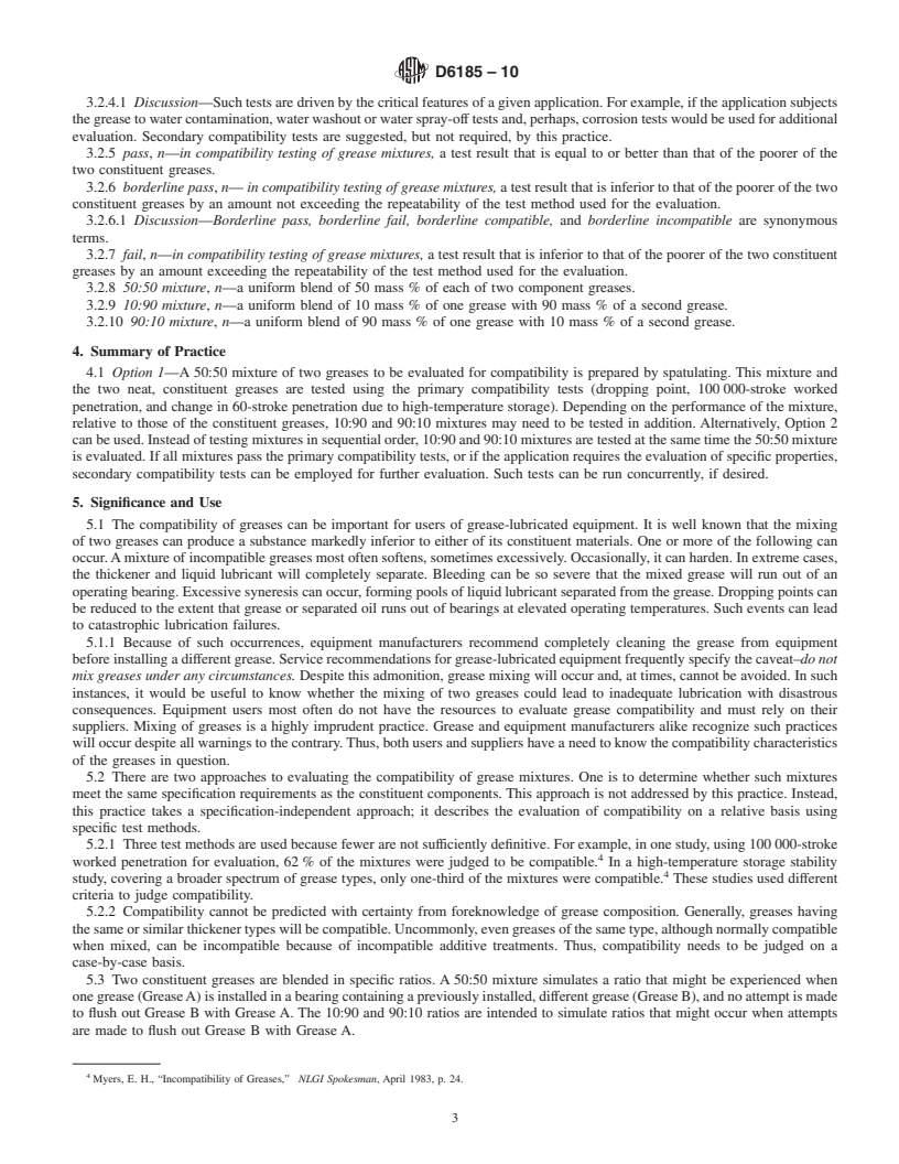 REDLINE ASTM D6185-10 - Standard Practice for Evaluating Compatibility of Binary Mixtures of Lubricating Greases