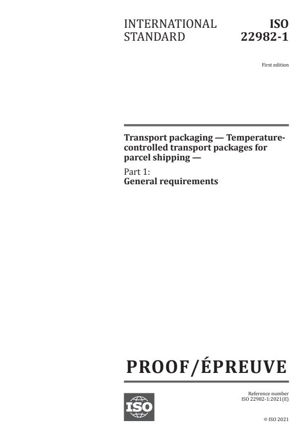 ISO/PRF 22982-1:Version 16-jan-2021 - Transport packaging -- Temperature-controlled transport packages for parcel shipping