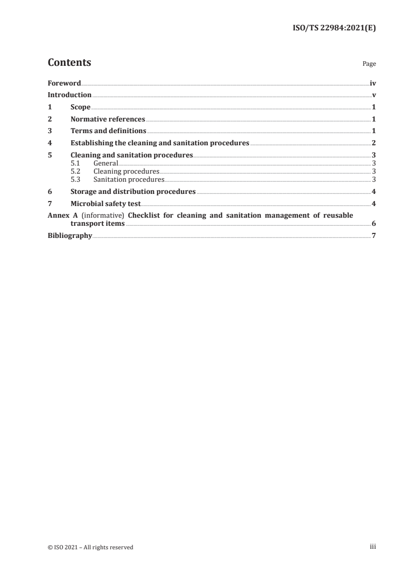 ISO/TS 22984:2021 - Transport packaging — Cleaning and sanitation methods of reusable transport items for distribution purpose
Released:12/16/2021