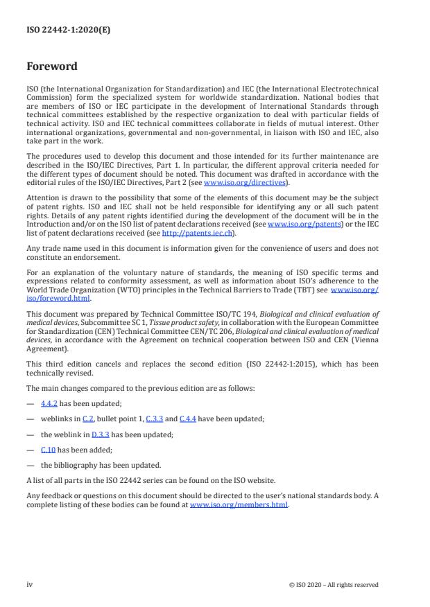 ISO 22442-1:2020 ISO 22442-1:2020 - Medical devices utilizing animal tissues and their derivatives - Page 4 preview